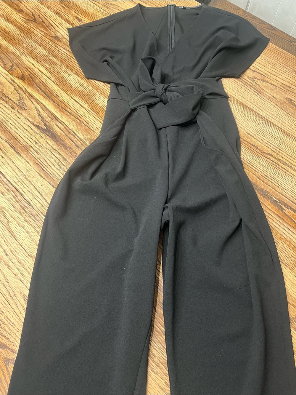 Express Black V-Neck Tie-Waist Jumpsuit